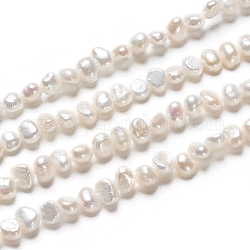 Hebras de perlas de agua dulce cultivadas naturales, dos lados pulidos, pepitas, blanco antiguo, 3.5~4.5x2.5~3x3~3.5mm, agujero: 0.5 mm, aproximamente 48 pcs / cadena, 6.61 pulgada (16.8 cm)