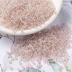 Perles rocailles miyuki rondes, Perles de rocaille japonais, 8/0, (rr330) lustre brume rose transparent, 3mm, Trou: 1mm, environ 422~455 pcs/10 g