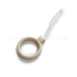 Silicone Mobile Phone Finger Rings, Finger Ring Short Hanging Lanyards, Blanched Almond, 9.8cm, Ring: 30mm