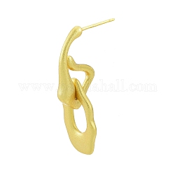 Rack Plating Brass Twist Oval Dangle Stud Earrings for Women, Nickel Free, Matte Gold Color, 31x10.5mm, Pin: 0.6mm