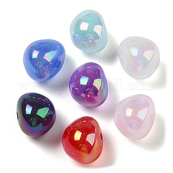 Uv perles acryliques de placage, iridescent, larme, couleur mixte, 15x11.5x12mm, Trou: 1.5mm