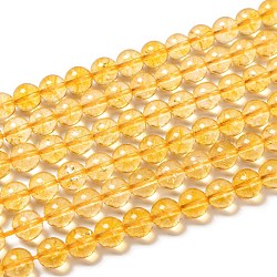 Natürlichen Citrin Perlen Stränge, Runde, gefärbt und erhitzt, 8 mm, Bohrung: 1 mm, ca. 47 Stk. / Strang, 14.9 Zoll