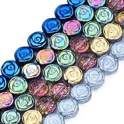 Chapelets de perles en verre électroplaqué, fleur, couleur mixte, 10x4mm, Trou: 0.9mm, Environ 65~66 pcs/chapelet, 24.80 pouce ~ 25.59 pouces (63~65 cm)