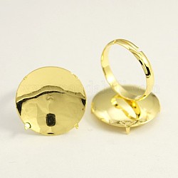Adjustable Brass Pad Ring Bases, Lead Free and Cadmium Free, Adjustable, Golden, Ring: about 17mm inner diameter, Cap: 20.5mm in diameter