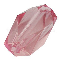 Pink Transparent Faceted Rectangle Acrylic Beads,  22mm long, 18mm wide, 17mm thick, hole: 3mm