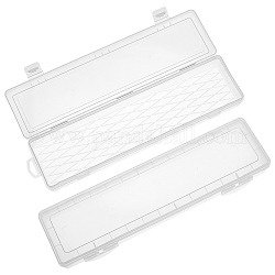 Pandahall elite pp caja de trazos de pincel de plástico, Rectángulo, blanco, 34.3~35x9.5~9.6x3.7~3.9 cm, tamaño interno: 33.4~34x8.1 cm, 2 PC / sistema
