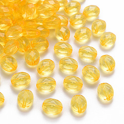 Transparent Acrylic Beads, Oval, Gold, 10x8x5.5mm, Hole: 1.5mm, about 1550pcs/500g