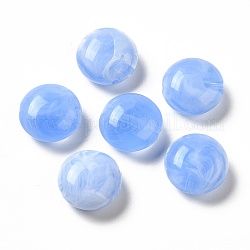 Perles en acrylique transparente, deux tons, plat rond, bleuet, 15.5x8mm, Trou: 1.5mm, environ: 390 pcs / 500 g