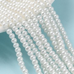 Backen gemalt pearlized Glasperlen runden Perle Stränge, weiß, 4~5 mm, Bohrung: 1 mm, ca. 210 Stk. / Strang, 31.4 Zoll