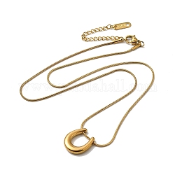 304 Stinless Steel Arch Pendant Necklaces with Round Snake Chains, Golden, 16.34 inch(41.5cm)