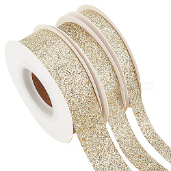 ARRICRAFT 3 Rolls 3 Styles Sparkle Polyester Ribbons, Glitter Ribbon, Garment Accessories, Light Khaki, 3/8 inch(10mm), about 10.00 Yards(9.14m)/Roll, 1 roll/style