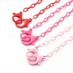 3pcs 3 colores personalizados collares de cadena de cable de plástico abs, cadenas de bolsos, con cierre de langosta, color mezclado, 18.98 pulgada (48.2 cm), 1pc / color