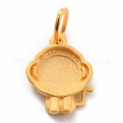 925 Sterling Silver Pendant Cabochon Settings, Chinese Zodiac Sign, Monkey, 14x10.5x2.1mm, Inner Diameter: 3.5mm, Hole: 5x0.6mm