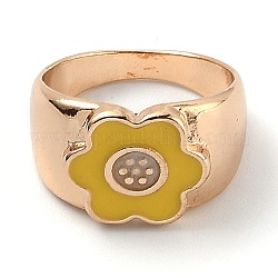 Сплав, эмаль палец кольцо, цветок, linght gold, темно-золотистые, размер США 6, внутренний диаметр: 16.8 мм