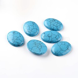 Ovales cabochons turquoises synthétiques, teinte, 40x30x8mm