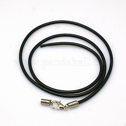 Black Rubber Necklace Cord Making, with Iron Findings, Platinum, 17 inch, 3mm