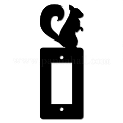 Iron Light Switch Decorations, with Screws, Rectangle with Fox, Black, 185x70x1.5mm