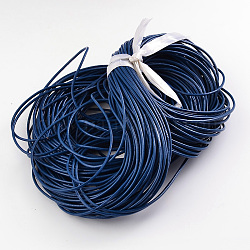 Cordon en cuir de vachette, cordon de bijoux en cuir , bricolage bijoux matériau de fabrication, ronde, teinte, bleu, 2mm