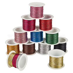 AHANDMAKER 12 Colors Metallic Cord, Metallic String, Jewelry Thread, Gift Packing Cord, for Wrapping, Hair Braiding and Craft Making, Mixed Color, 0.5mm, 20m/roll, 12 colors, 1roll/color, 12rolls/set