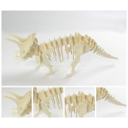 Juguetes de animales de ensamblaje de madera para niños y niñas, modelo de rompecabezas 3d para niños, triceratops, lino, terminado: 310x75x115mm