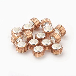 Perles européennes en verre, Perles avec un grand trou   , avec des noyaux en alliage, colonne, couleur d'argent, navajo blanc, 9x7mm, Trou: 4.7~5mm