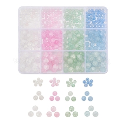 12 style perles de verre craquelées, teints et chauffée, mat, ronde, couleur mixte, environ 400 pcs / boîte