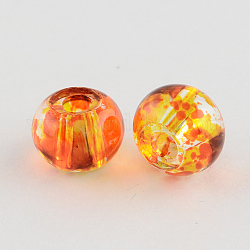 Perles de verre imprimées par pulvérisation, Perles avec un grand trou   , rondelle, orange foncé, 15x10mm, Trou: 5.5~6mm