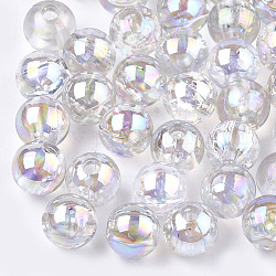 Transparent Plastic Beads, AB Color Plated, Round, Clear AB, 6mm, Hole: 1.6mm, 4500pcs/500g