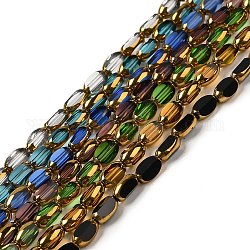 Electroplate Transparent Glass Beads Strands, Faceted Oval, Mixed Color, 7x4.5x3.5mm, Hole: 1mm, about 50pcs/strand, 12.99''(33cm)