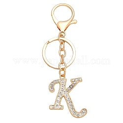 Porte-clés pendentif lettre en strass en alliage, pour accessoires de pendentif de sac, lettre k, 114x38mm