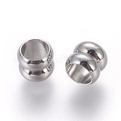 201 Stainless Steel Beads, Large Hole Beads, Column, Stainless Steel Color, 6x7mm, Hole: 5mm