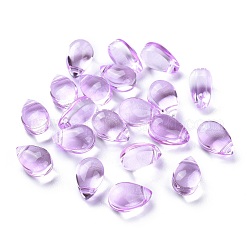 Perle di vetro trasparente, perline forate, lacrima, viola medio, 9x6x5mm, Foro: 1 mm