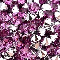 Cabuchones de diamante de imitación de acrílico de Taiwan imitación, señaló hacia atrás y facetas, diamante, púrpura, 6x4mm