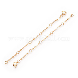 Brass Cable Chain Chain Extender, End Chains with Spring Ring Clasps, Real 18K Gold Plated, 110~115x2mm