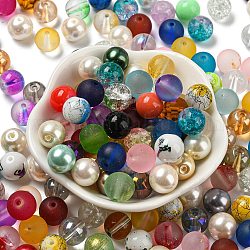 Perle di vetro verniciate a spruzzo opaco, tondo, colore misto, 10mm, Foro: 1.2~1.5 mm