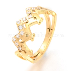 304 anelli in acciaio inox, con rhinestone di cristallo, onda, oro, taglia 7 degli stati uniti, diametro interno: 17mm