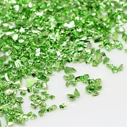 Piezo Glass Beads, No Hole Beads, Chip, Lime, 1~1.5x1~1.5mm, about 440~450g/bag