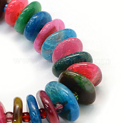 Dyed Natural Agate Graduated Beads Strands, Irregular Flat Slices, Midnight Blue, 6~23x6~20x3~8mm, Hole: 2mm, about 58pcs/strand, 15.7 inch