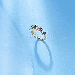 925 Sterling Silber Fingerringe, Bunter Zirkonia-Ring für Damen, mit 925 Stempel, echtes 18k vergoldet, uns Größe 8 (18.1mm)