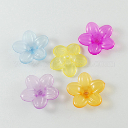 Transparente Acryl Perlen, Blume, Mischfarbe, 21x21x5 mm, Bohrung: 2 mm, ca. 1100 Stk. / 500 g
