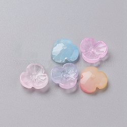 Imitation de perles de verre de jade, fleur, couleur mixte, 12x3.6mm, Trou: 1mm