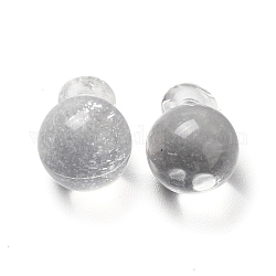 透明なアクリルパーツ  銀粉末と  丸いチャーム  透明  11.5x7.5mm  穴：1.8mm  約1570個/500g