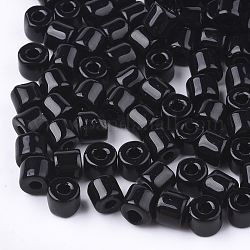 Perles de bugle de verre opaque, trou rond, noir, 7~7.5x6~6.5mm, Trou: 2.5mm, environ 800 pcs / sachet 