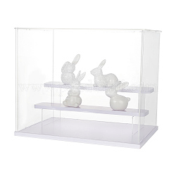 Vitrine für Minifiguren aus transparentem Kunststoff, 3-stufige Haltererhöhung für Modelle, Bausteine, Puppenanzeige, Rechteck, Transparent, fertiges Produkt: 31.5x21.5x26cm