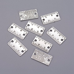 Conectores de enlaces de regla de aleación de zinc de estilo tibetano, sin plomo y el cadmio, plata antigua, 11x21x1mm, agujero: 2.5 mm, aproximamente 375 unidades / 500 g