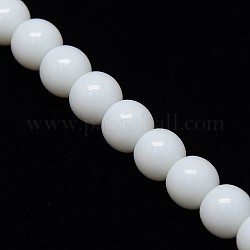 Opaque Solid Color Crystal Glass Round Beads Strands, White, 10mm, Hole: 1mm, about 23pcs/strand, 15.3 inch