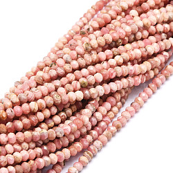 Brins de perles de rhodochrosite argentine naturelles, facette, rondelle, 4.5~5x3~3.5mm, Trou: 0.8mm, Environ 106 pcs/chapelet, 15.43'' (39.2 cm)