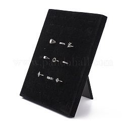 Wood Jewelry Ring Display Planks, with Velvet, Rectangle, Black, 250x200x18mm