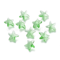 Граненый стеклянный шарм, морская звезда, светло-зеленый, 14x15x7 мм, отверстие : 1.4 мм