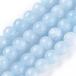 Chapelets de perles en pierre gemme naturelle, imitation aigue-marine, ronde, lumière bleu ciel, 8mm, Trou: 1.2mm, Environ 46~48 pcs/chapelet, 14.8 pouce ~ 15 pouces (37.5~38 cm)